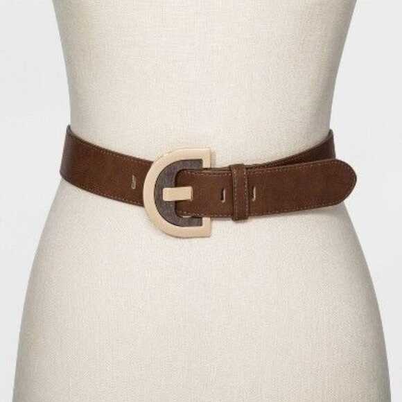 Women' Wood Half Moon Buckle Belt - a New Day™ Small - Picture 2 of 3